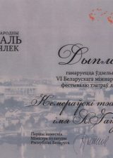 Диплом участника VI Белорусского международного фестиваля театров кукол, г. Минск, 2010 г.